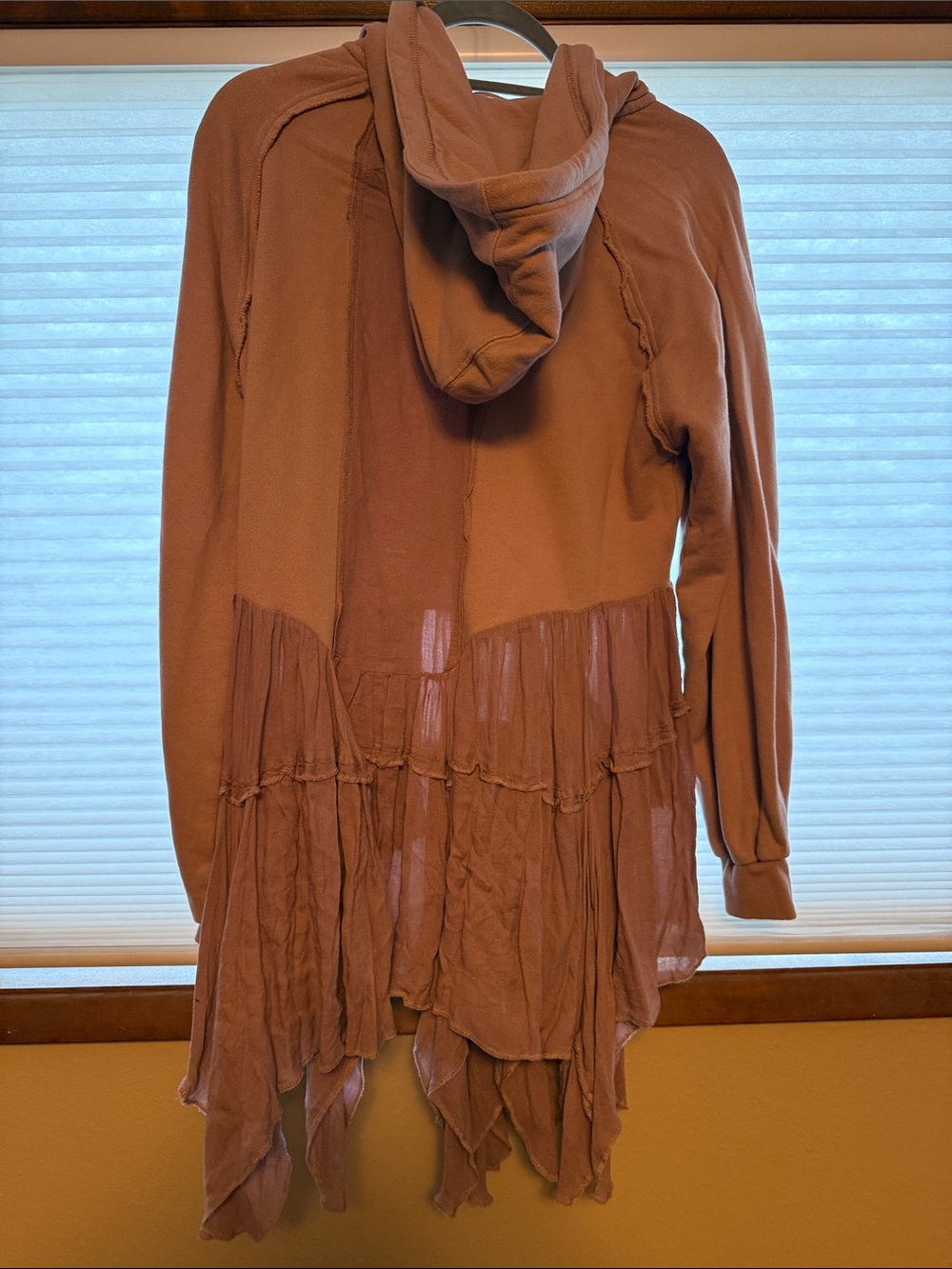 Free People Ruffled Hooded Cardigan in Dusty Rose - Picture 4 of 4